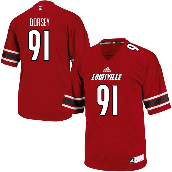 Men #91 Derek Dorsey Louisville Cardinals College Football Jerseys Sale-Red